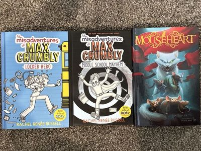 Max Crumbly "Locker Hero" & "Middle School Mayhem" + Mouseheart Books - Children's Fiction Lot
