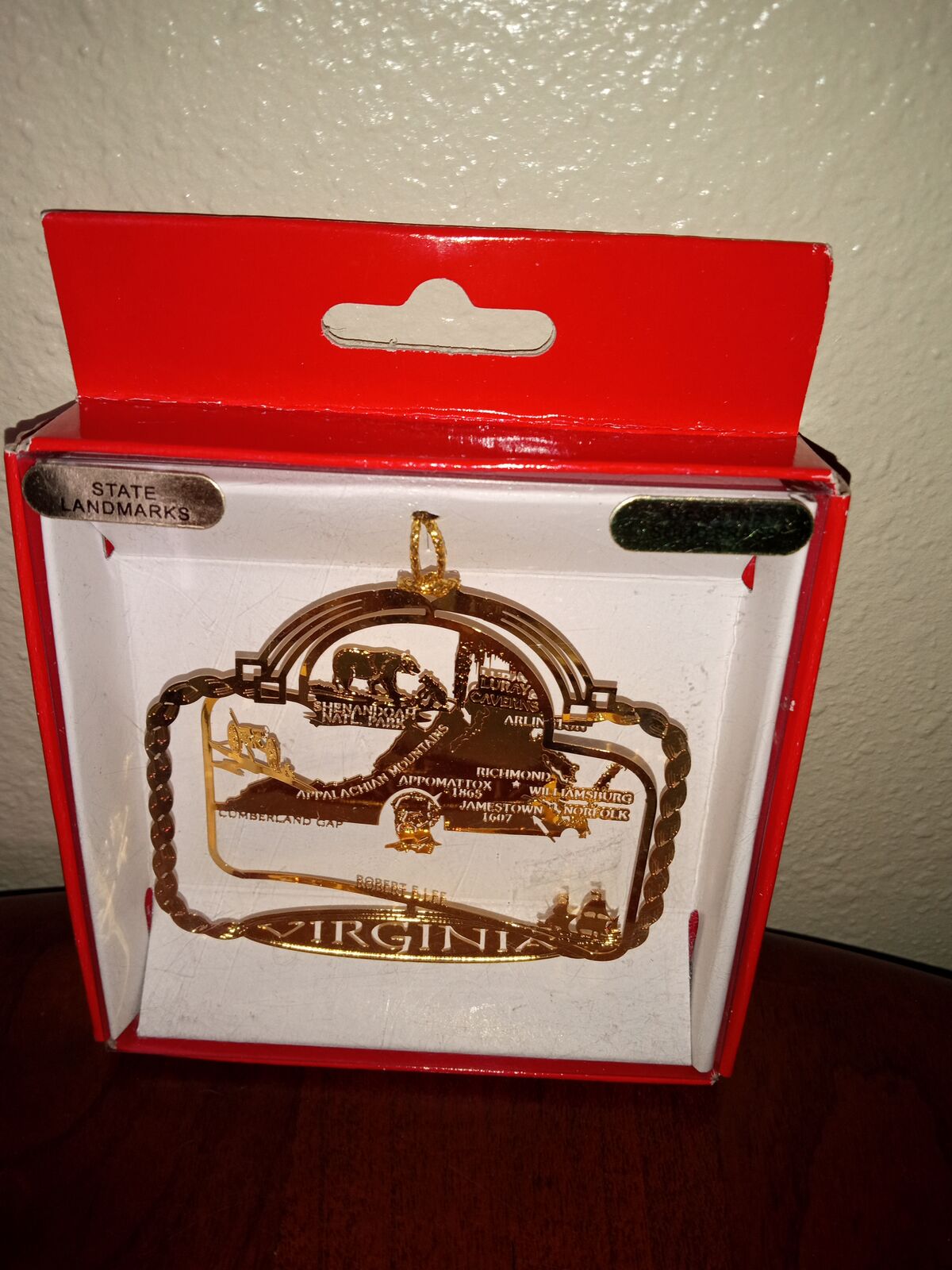 Brass Virginia State landmarks pendant