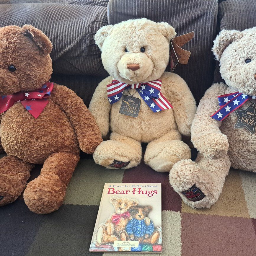 3 large special 100th anniversary teddy bears