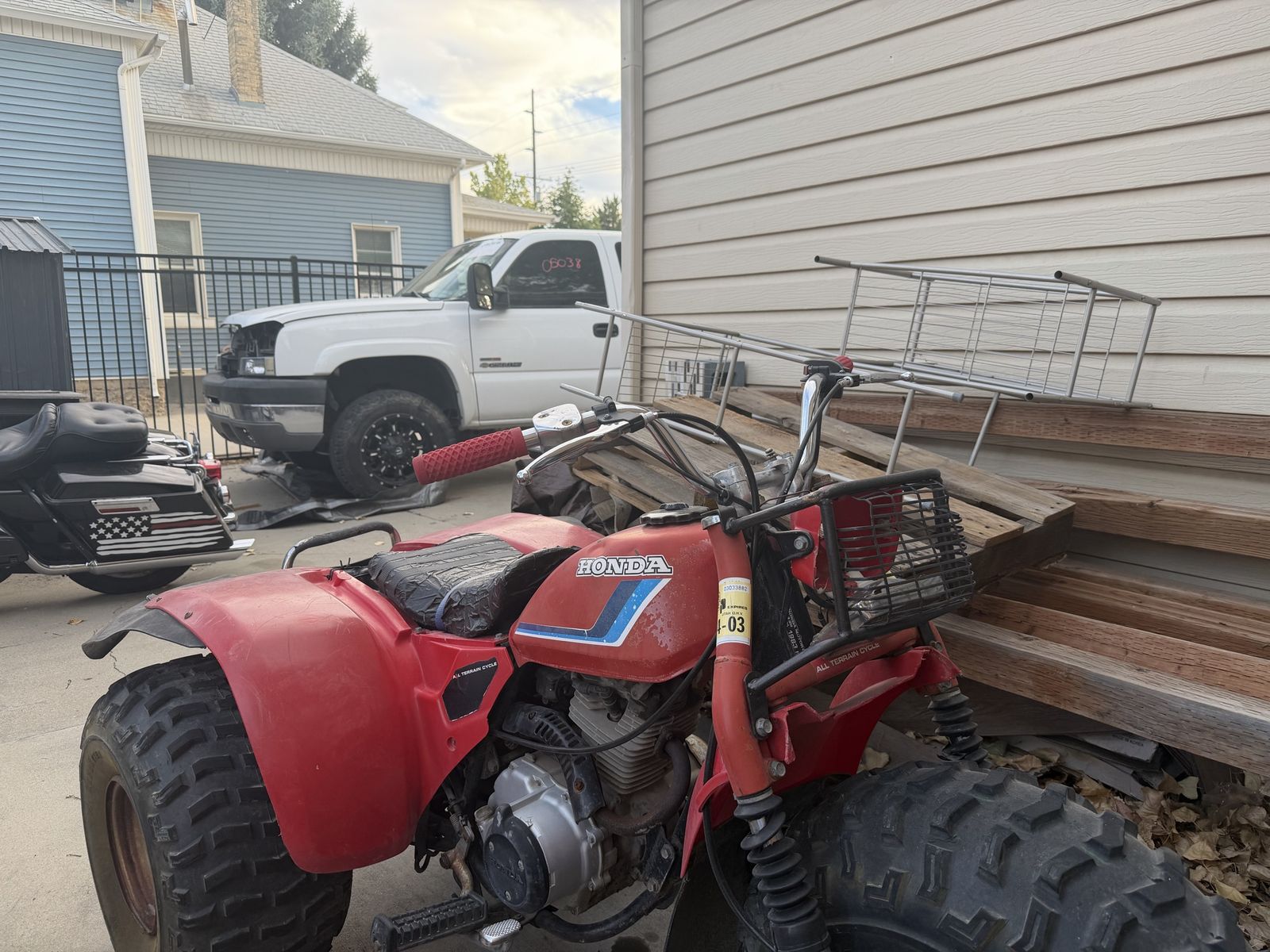 Vintage Honda Red Three-Wheeler All Terrain Cycle