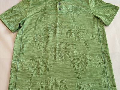 Tommy Bahama IslandZone Polo Shirt Mens Medium Green Palm Tree Golf Tropical