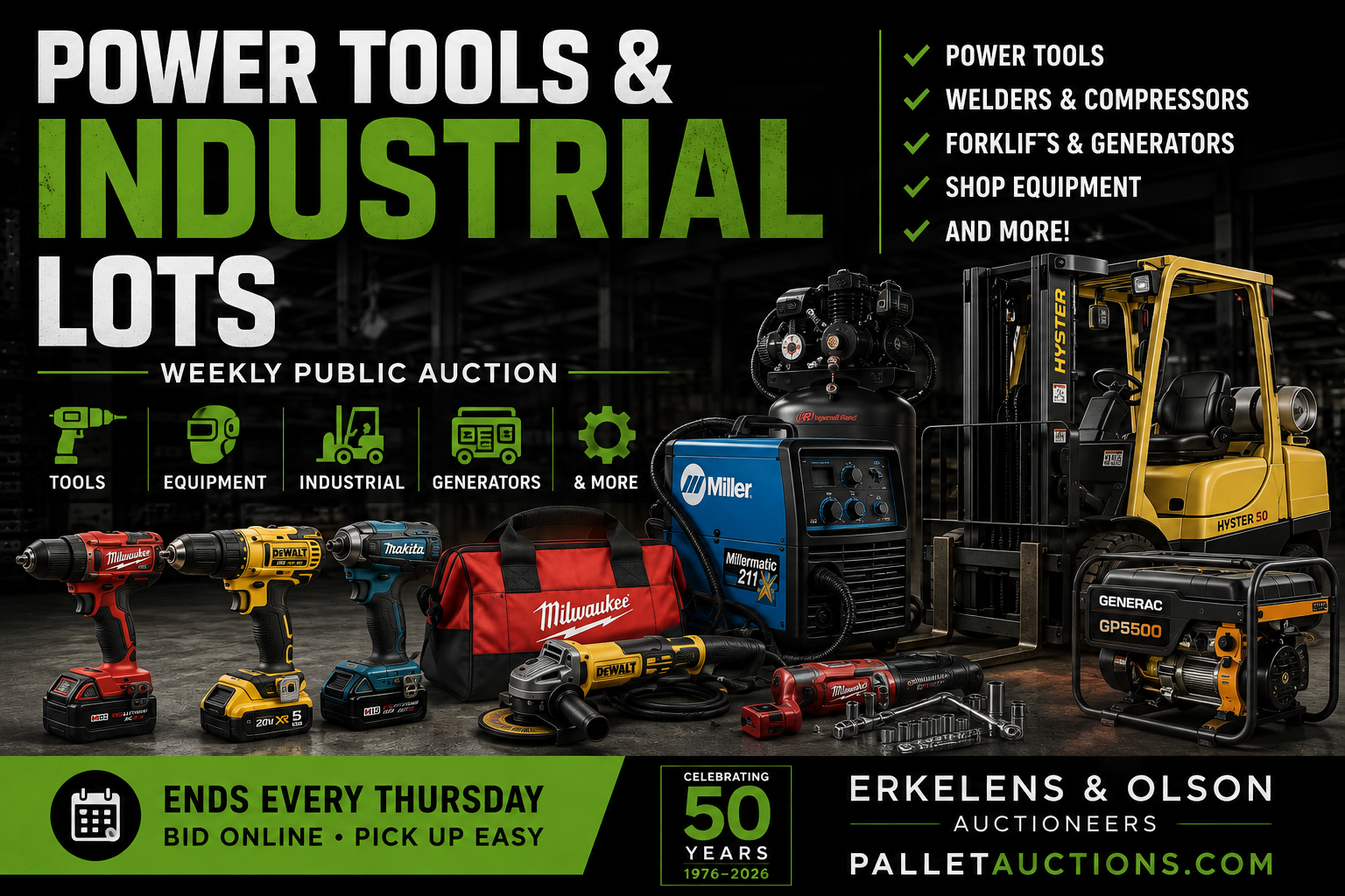 Power Tools • Industrial Equipment • Auto Parts – Weekly Online Auction