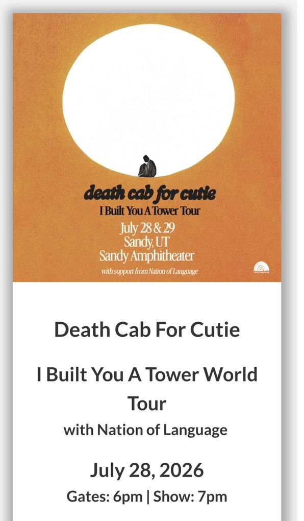 2 Death Cab for Cutie Tickets TONIGHT