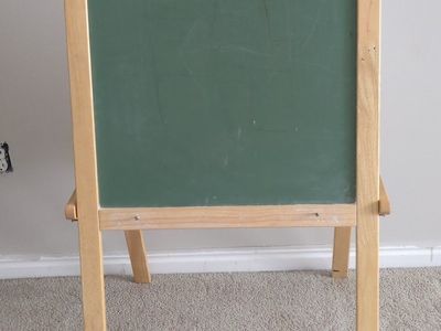 Kids Wooden Art Easel - Chalkboard & Dry Erase Whiteboard Combo, Children's Double-Sided Drawing Board