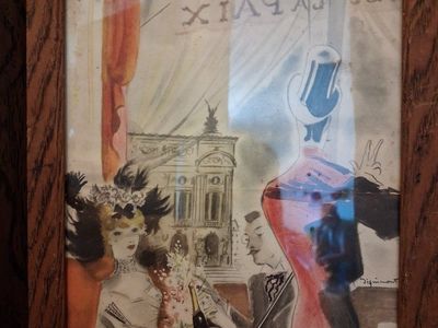 Framed Vintage French Illustration Print by Dignimont - Cafe de la Paix