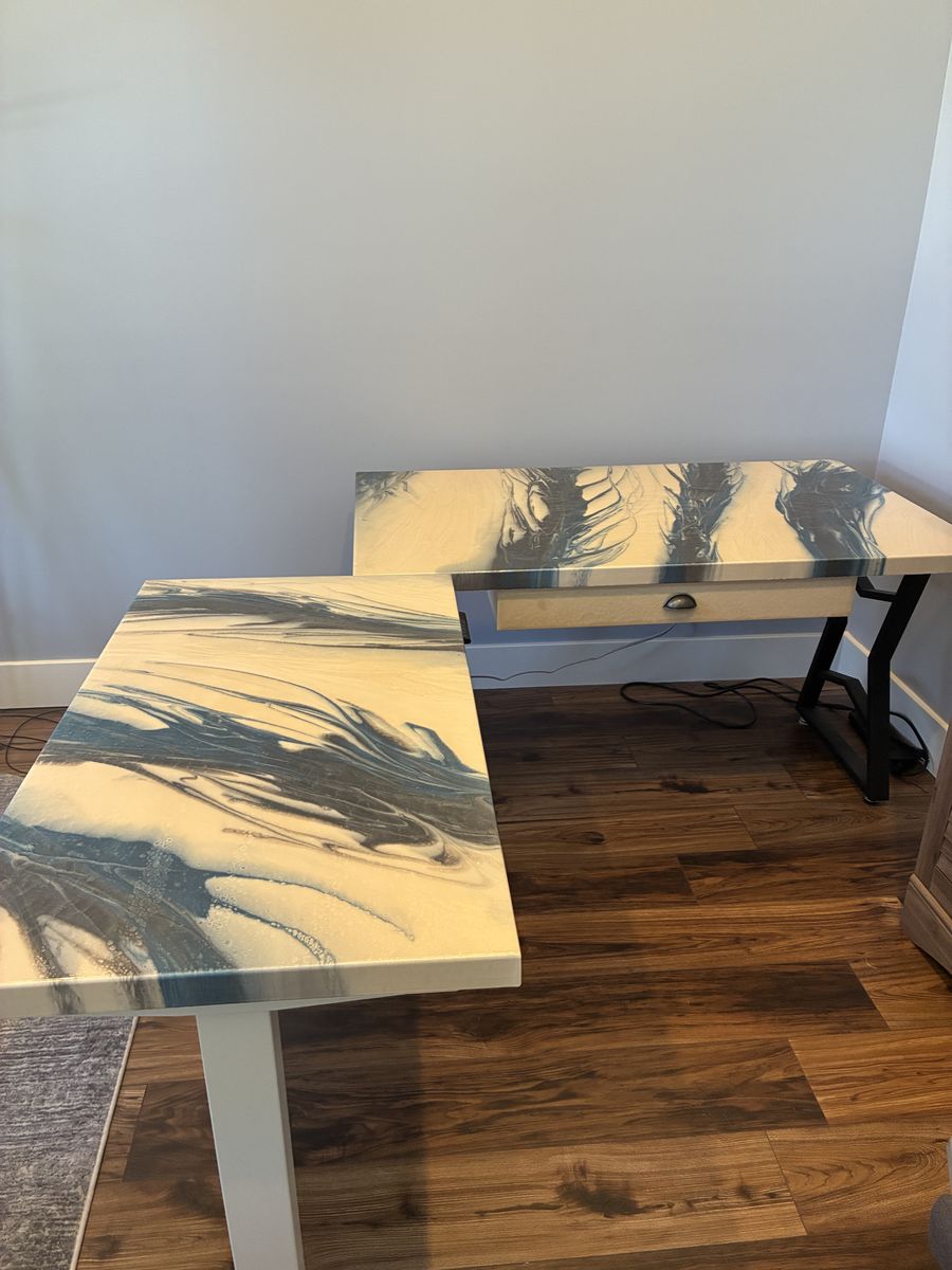 2 Epoxy Top Desks 43" x 24" and 56" x 36"