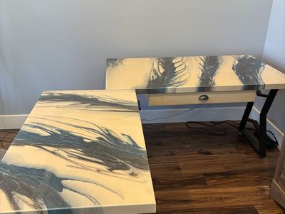 2 Epoxy Top Desks 43" x 24" and 56" x 36"