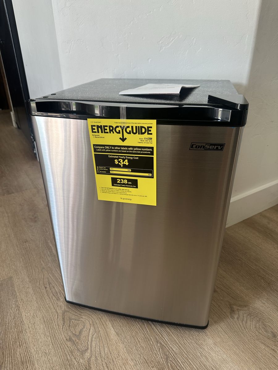 Conserv CREF26SS 2.6 Cu.Ft. Compact Mini Fridge - Stainless Steel, Reversible Door