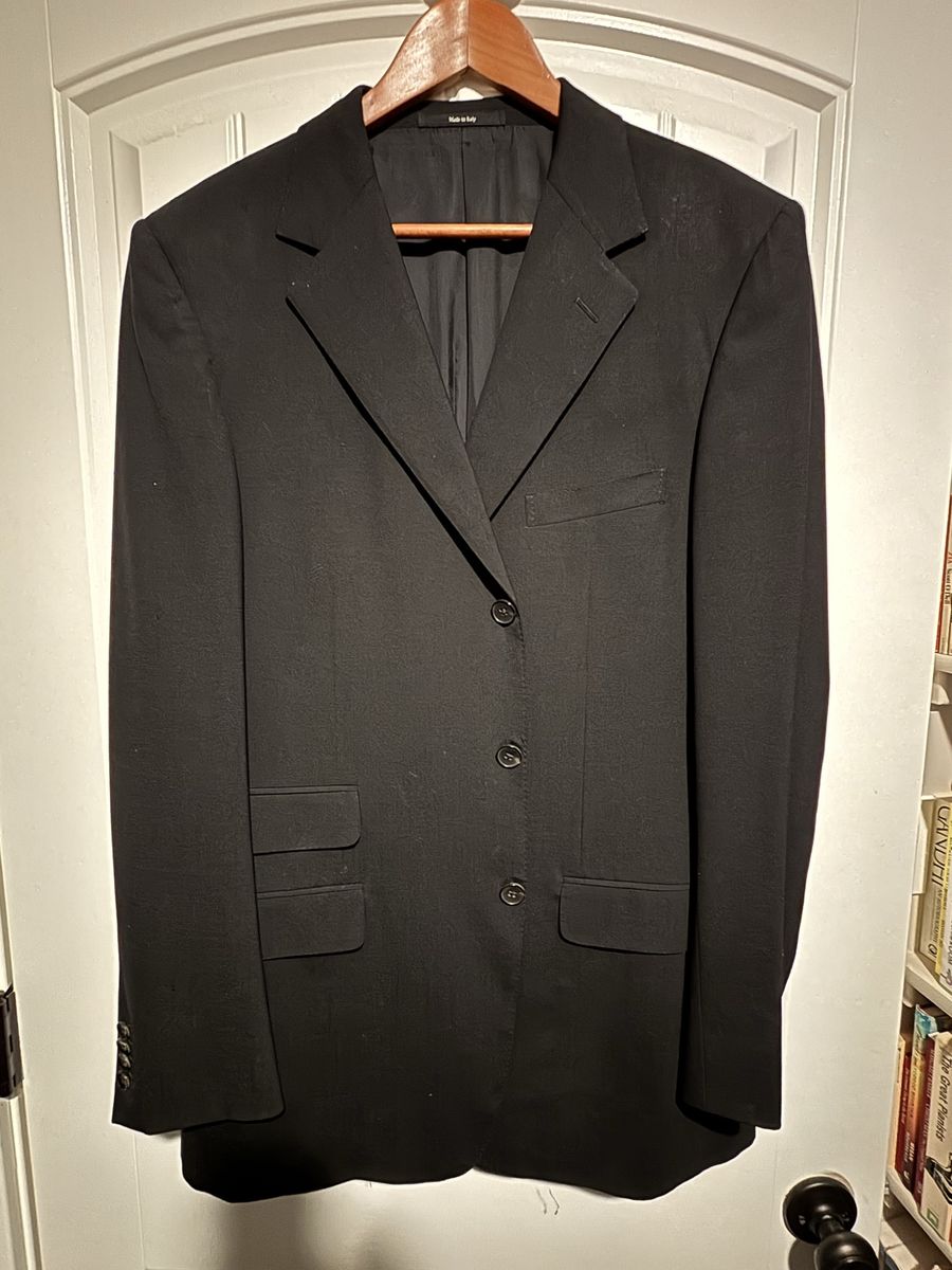 Gucci Men's Black Wool Blazer - Made in Italy, Single-Breasted, Gucci Engraved Buttons, Size 42
