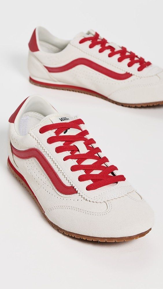 Vans Serio Low-Top Sneakers White Red Suede Women's Size 7