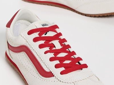 Vans Serio Low-Top Sneakers White Red Suede Women's Size 7