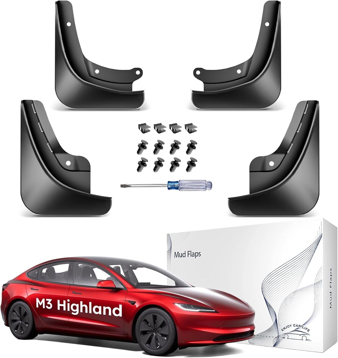Wigoo 2024 2025 Tesla Model 3 Mud Flaps