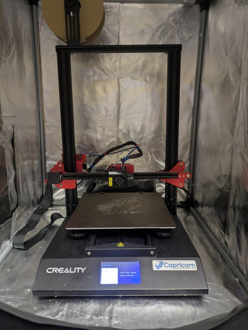 Creality CR-10S Pro 3D Printer with Capricorn PTFE Tubing, Upgrades, and Enclosure