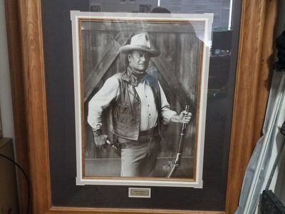 Vintage John Wayne "The Duke" Framed Photo Print - Black & White Western Collectible Art