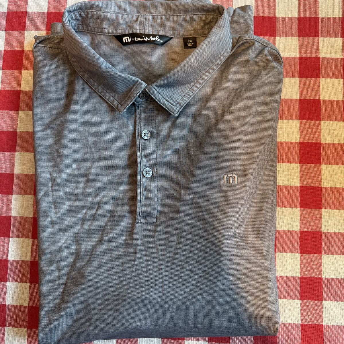 Travis Mathew Men's Gray Polo Shirt - Size XXL, Made in Peru, Excellent Condition