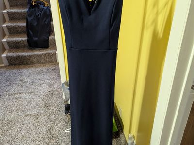 Long navy dress w/thin straps