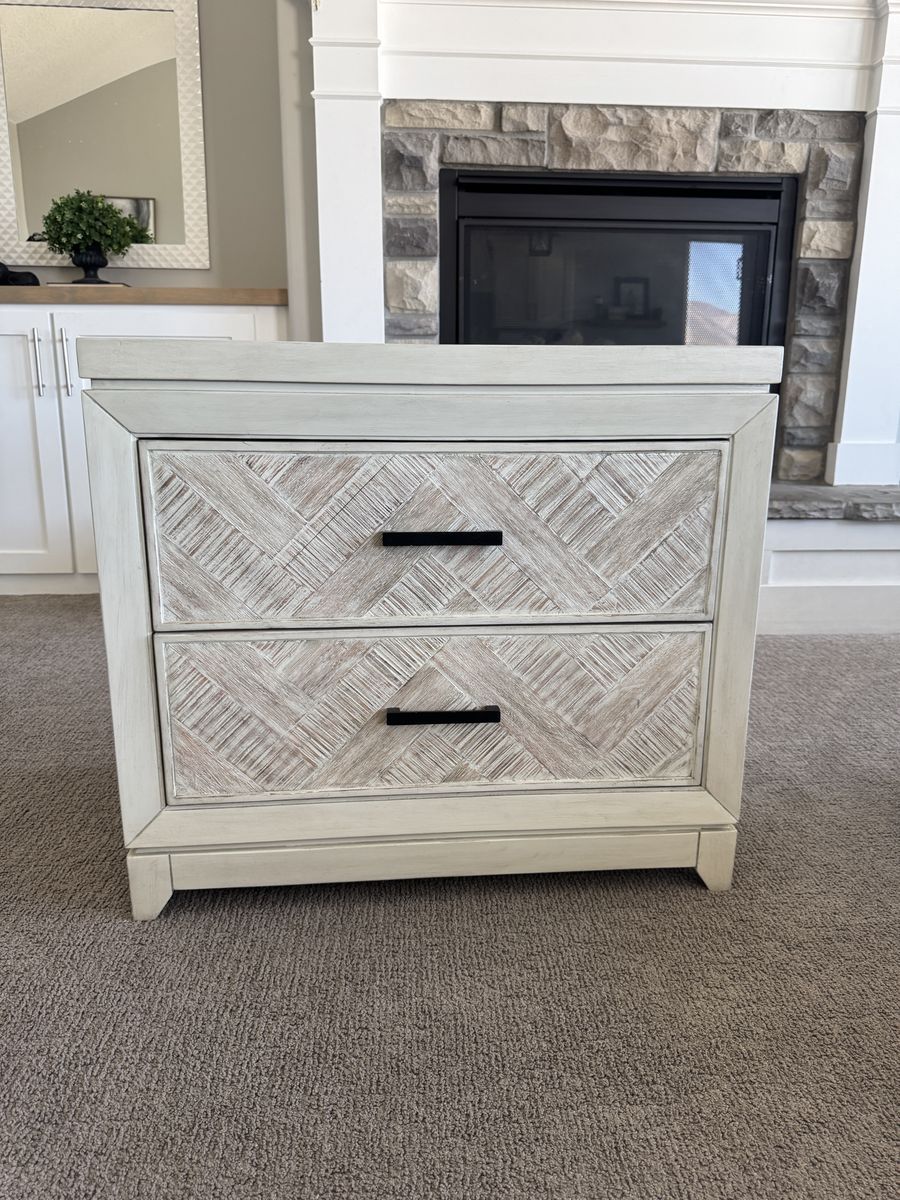 NEW 2 drawer Herringbone Nightstand