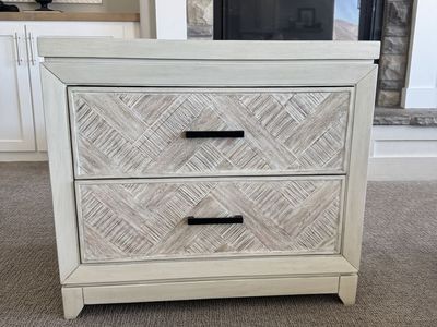 NEW 2 drawer Herringbone Nightstand
