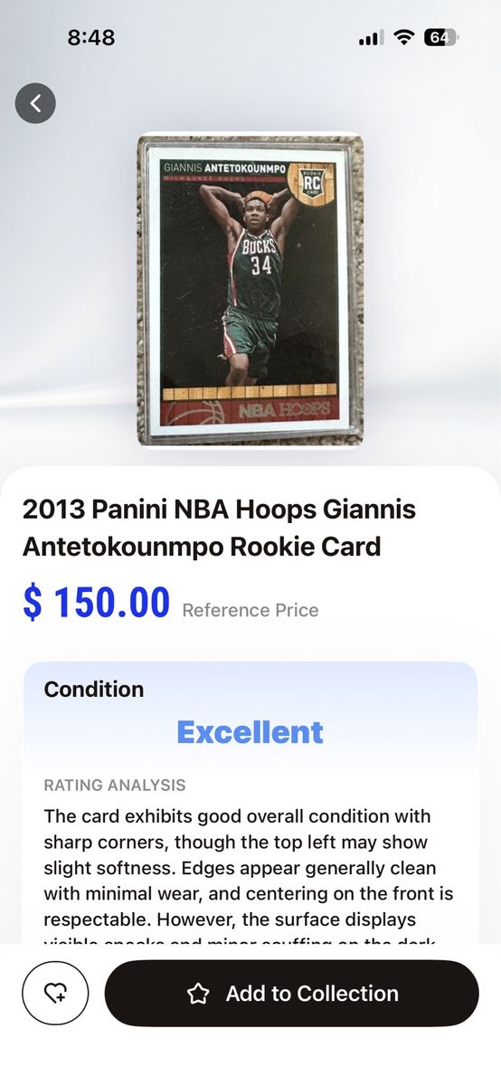 2013 Panini NBA Hoops Giannis Antetokounmpo Rookie Card & Prizm Kobe Bryant NBA TV Insert