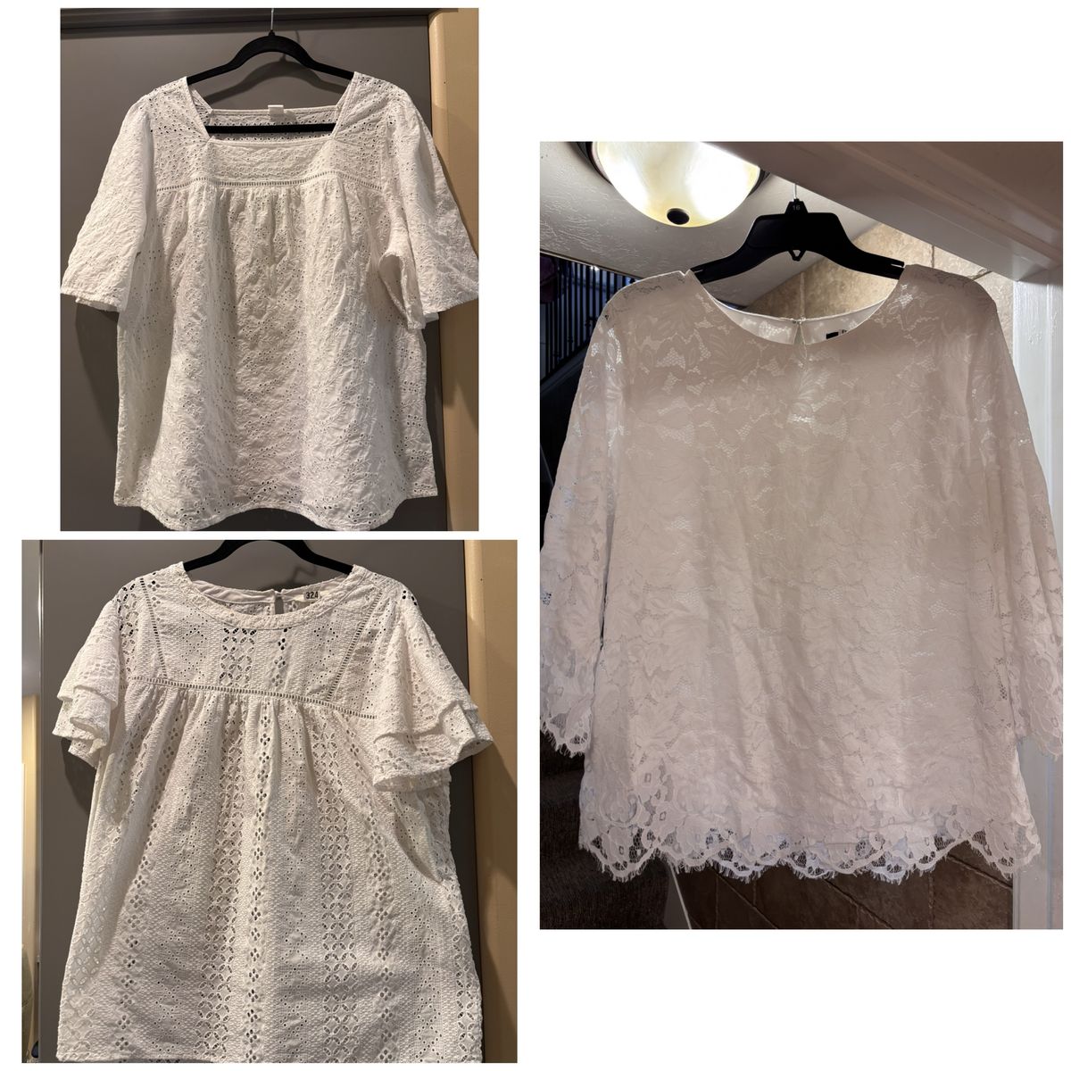 Women’s XL Eyelet/Lace Tops $5 each 
