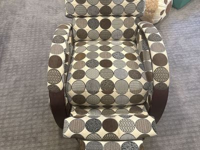 Patterned Fabric Recliner Chair with Footrest
