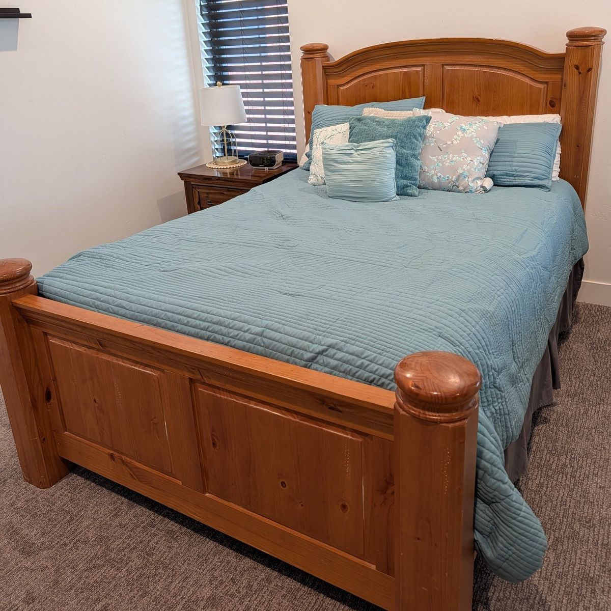 Queen size bed frame, solid oak