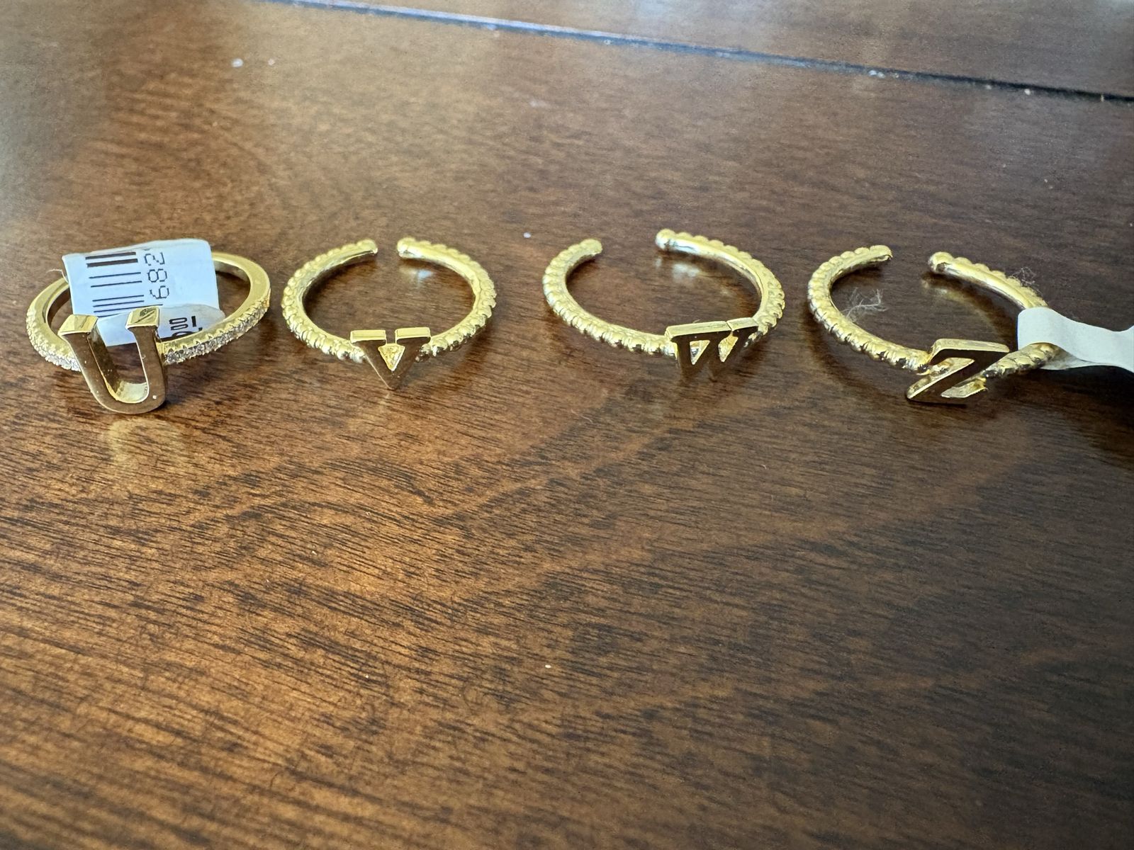 New Rings w/ Letters U, V, W or Z