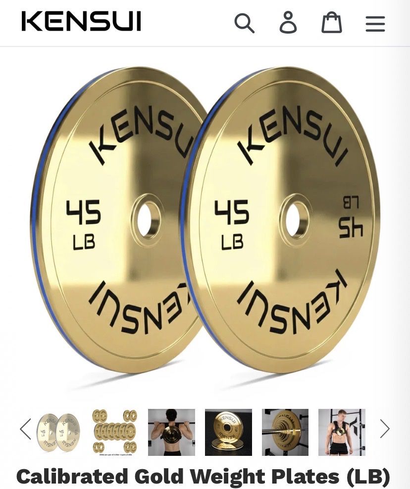 Kensui Calibrated Gold Weight Plates - 45lb (Pair) - High Precision Lifting