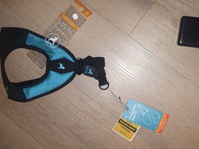 Gooby Easy Fit Escape Free Dog Harness - Teal/Black, Size Medium, No-Pull Design
