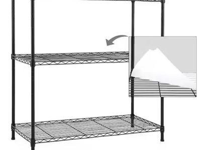 EFINE Black 3-Tier Carbon Steel Wire Garage Storage Shelving Unit, NSF Certified (36 in. W x 36 in. H x 16 in. D)