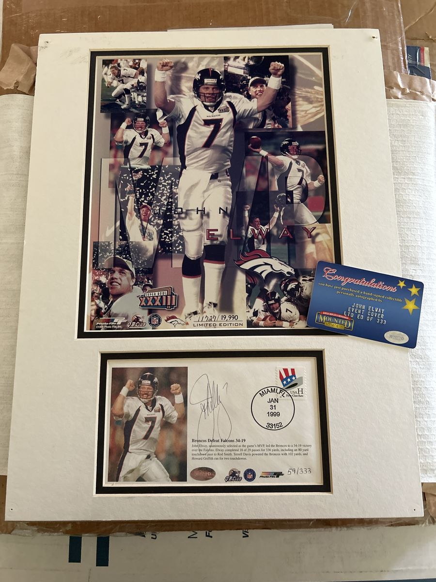John Elway Signed 11x14 Double Matted Autograph Super Bowl XXXIII MVP Event Cover Limited Edition #059/333 Made w/COA