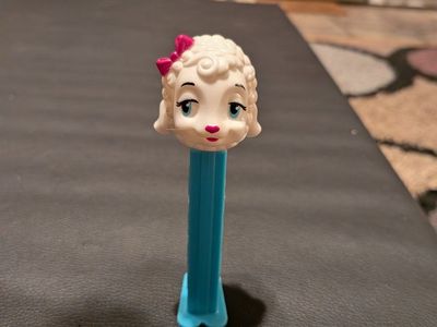 Vintage Pez Lamb Candy Dispenser - White Head, Blue Stem - Collectible Toy