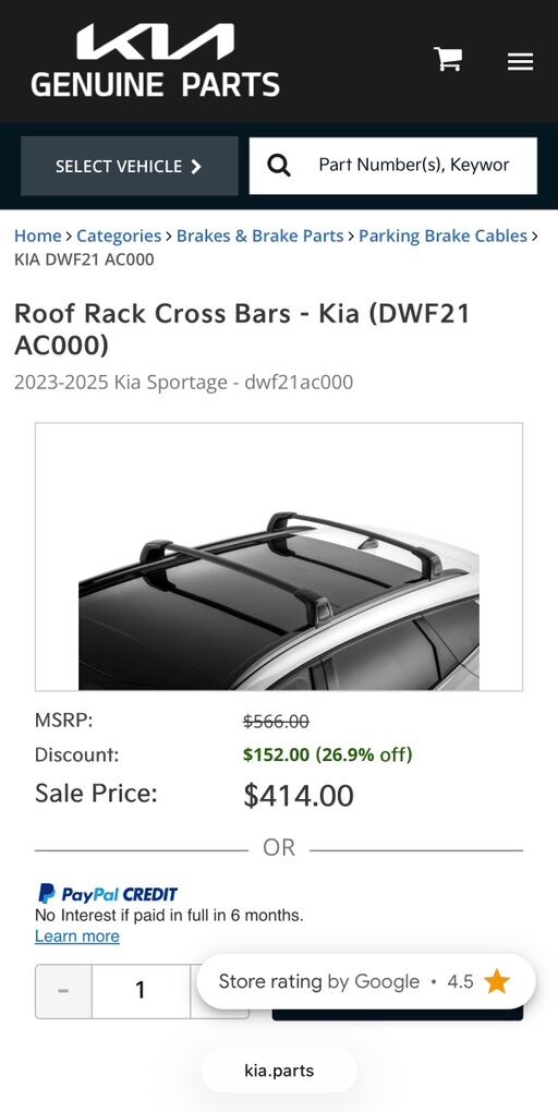 Kia Sportage RoofRack Cross Bars