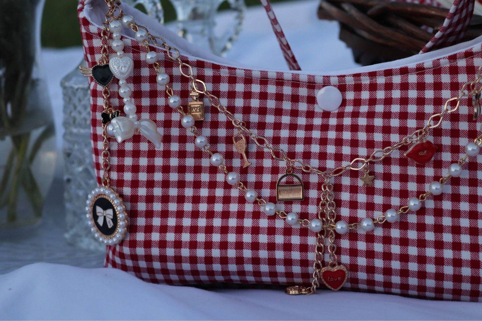 Handmade bags, pouches, charm chains, keychains, bracelets, necklaces…