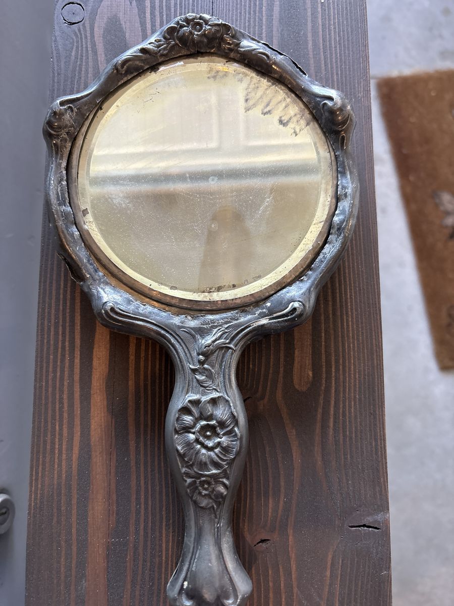 Antique Silver Mirror Stamped