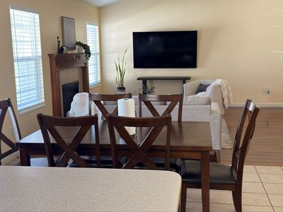 Dark Wood Dining Table and 6 Chairs - Traditional Style, X-Back Chairs