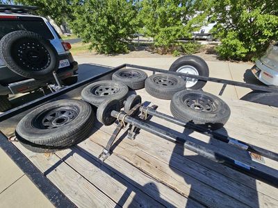 Trailer axles and tires.