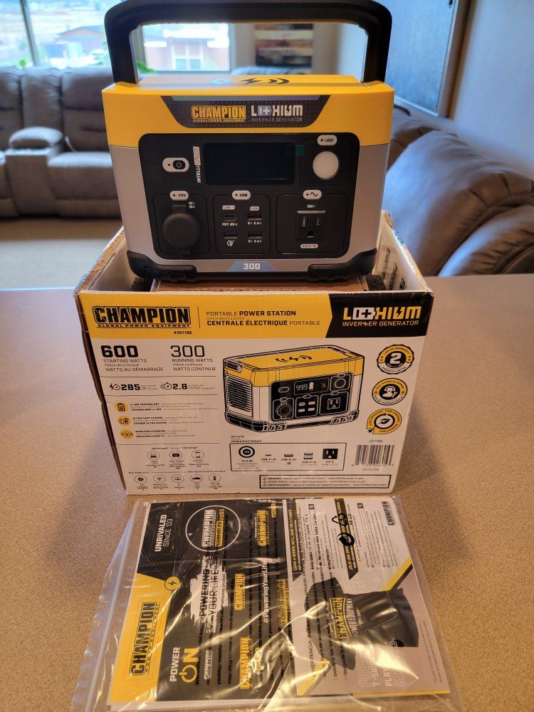 Champion Li-thium 300 Portable Power Station Inverter Generator 600W/300W with Box