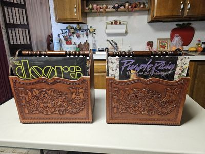Vintage Handmade Vinyl LP Records or Magazine Holders from Peru