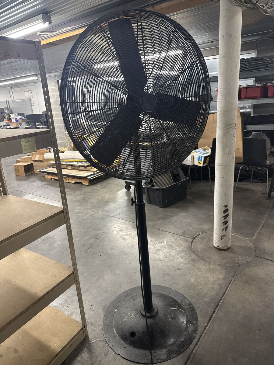 Industrial Pedestal Fan - Large Heavy Duty Floor Fan with Adjustable Height, Black