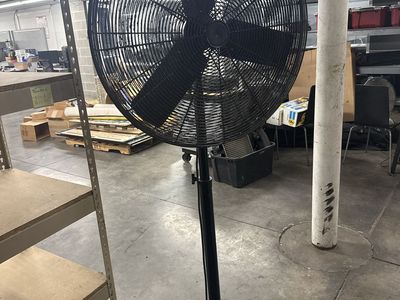 Industrial Pedestal Fan - Large Heavy Duty Floor Fan with Adjustable Height, Black