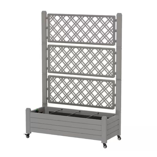 New Planter Box with Trellis on Wheels Grey