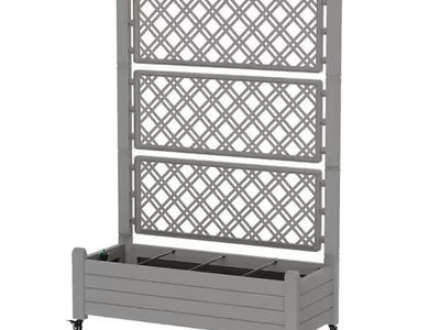New Planter Box with Trellis on Wheels Grey