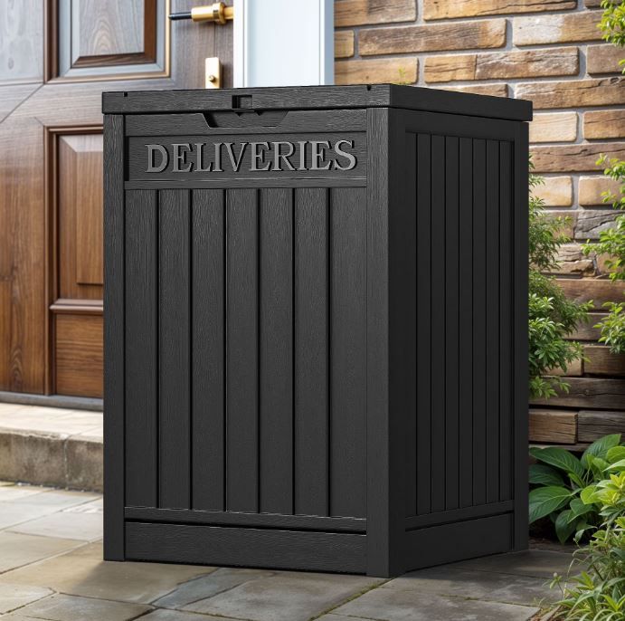 Outdoor Package Delivery Storage Box 51 Gallon, Lockable – Black or Brown Coffee