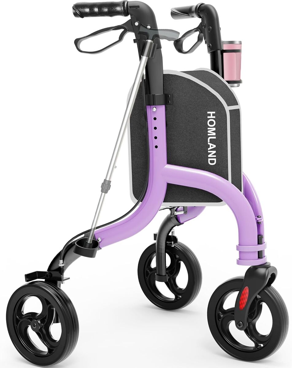 3 Wheel Walkers Foldable Wheeled Rollator with Cane Hold and Cup Hold