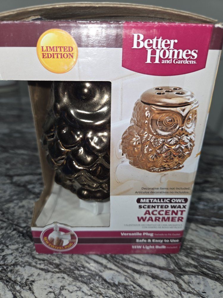 Better Homes and Gardens Metallic Owl Limited Edition Scented Wax Accent Warmer 15W Bulb