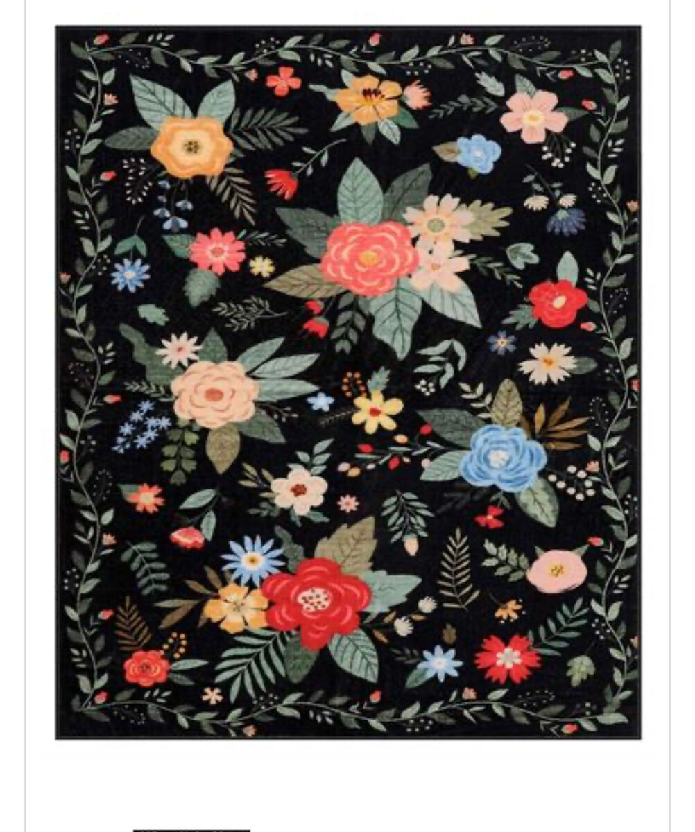 ahome Black Floral 8'x10' Area Rug