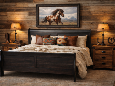Stunning Black King Sleigh Bed French Cottagecore Western FarmhouseDark Academia