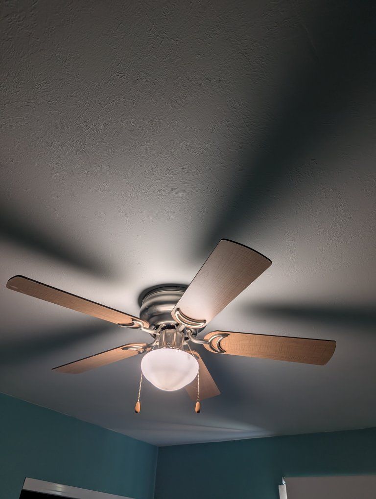 Ceiling Fan with Light Fixture and Wood Grain Blades