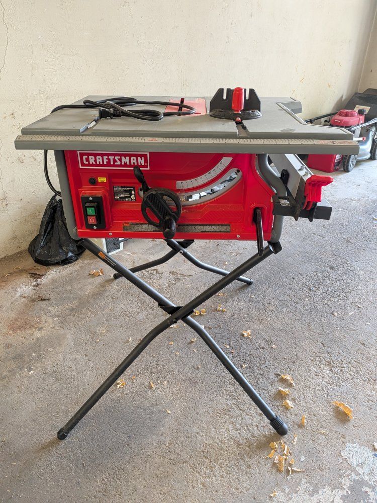 Craftsman 10-inch Portable Table Saw with Stand - Powerful 15 Amp Motor